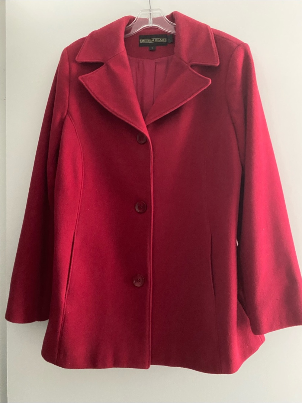 Kristen Blake Classic Red Wool-Blend Pea Coat